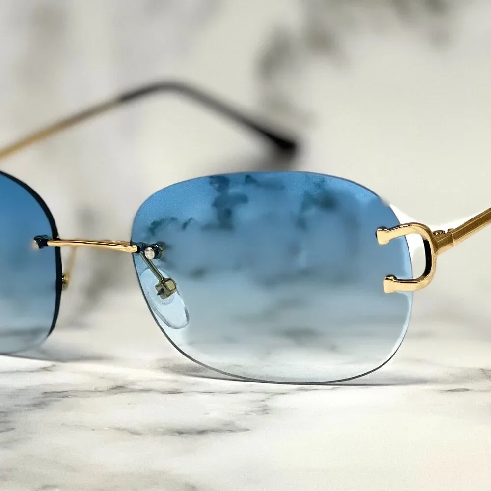 Men Sunglasses‎ Hip Hop Gold Blue Lens Fashion Retro Classic Shades Quevo Lentes